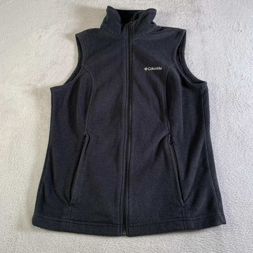 Columbia Vest Womens Small Black Benton Springs Fleece Full Zip Pockets Layer